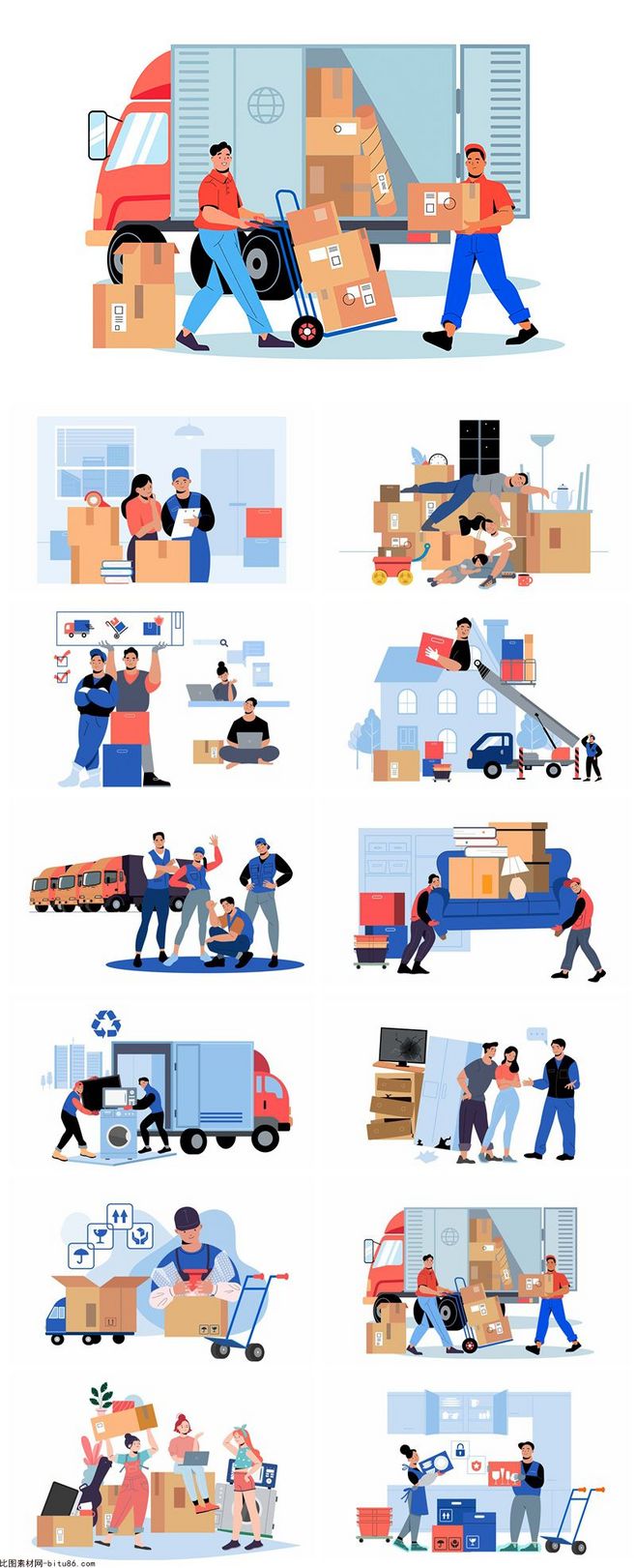 12款搬家物流货运插画AI素材（编号2021228）——为设计注入温暖与效率